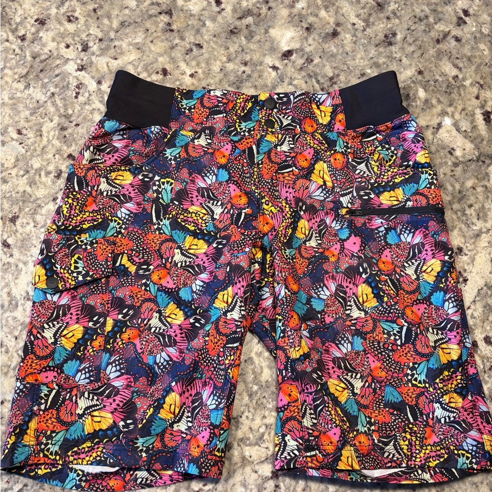 Colorful Shredly Butterfly Print Women's Mountain Bike Shorts